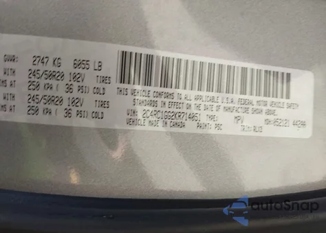 2019 Chrysler Pacifica Limited из США, поврежденный, VIN 2C4RC1GG2KR714051